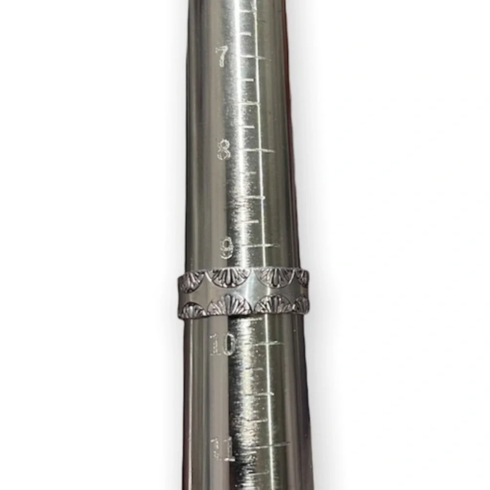 Handmade 9/9.5 stamped boho peacock silver‎ hypoallergenic adjustable ring